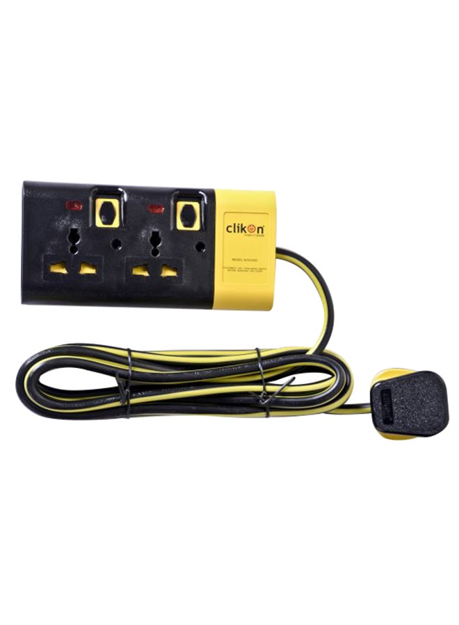 Clikon 2 Way Extension Socket Black/Yellow