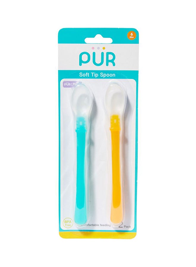 Pur Long Handle Soft Spoons Green/Orange