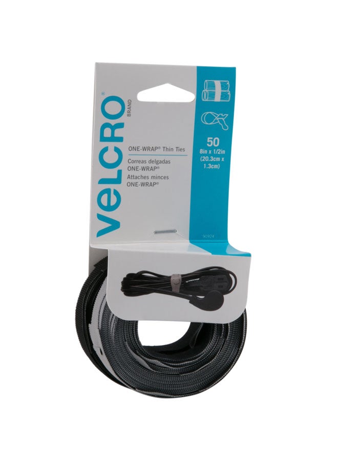 Velcro 50-Piece One Wrap Ties Black - Velcro