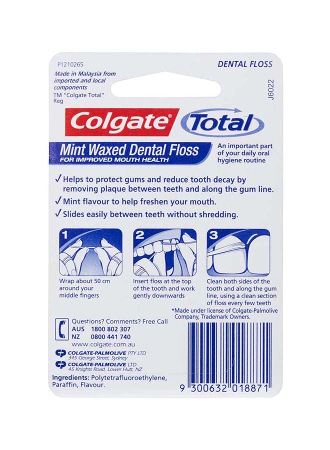 Colgate Mint Waxed Dental Floss 25m