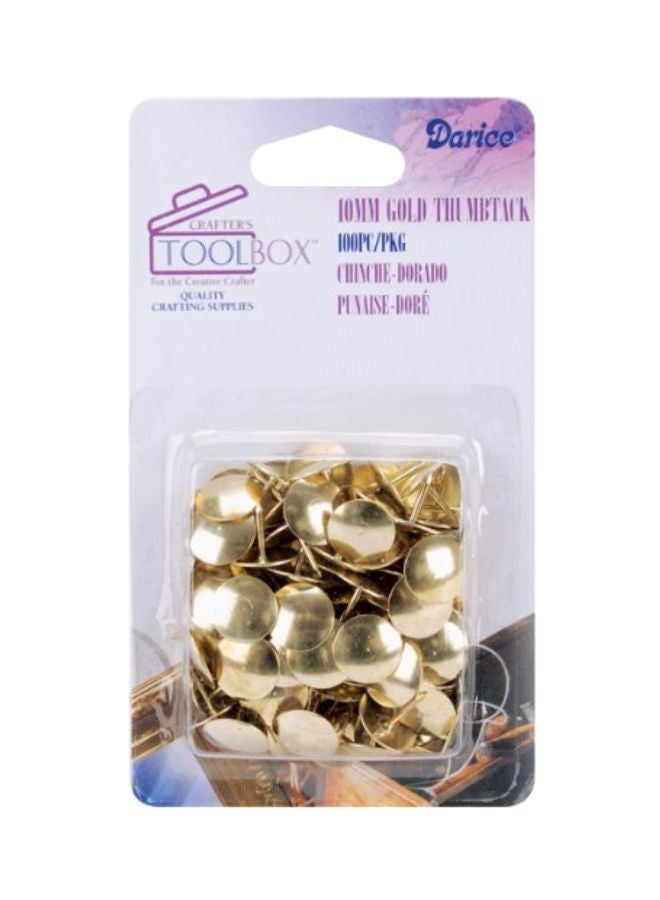 Darice 100-Piece Thumbtack Gold