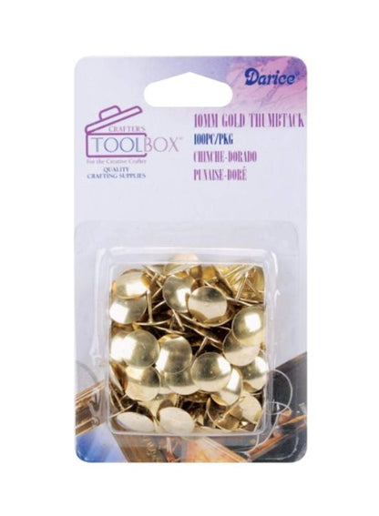 Darice 100-Piece Thumbtack Gold