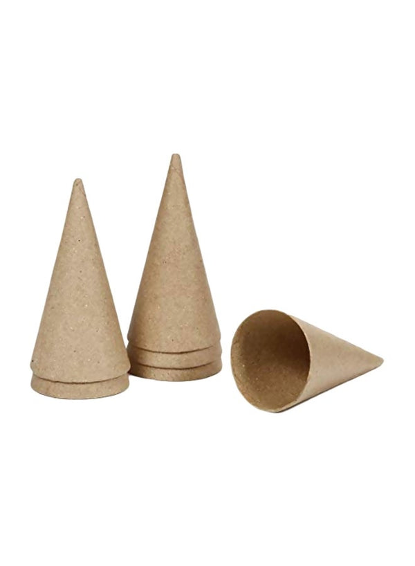Darice 6-Piece Paper Mache Cones Beige