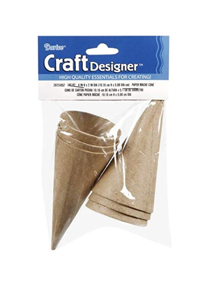 Darice 6-Piece Paper Mache Cones Beige