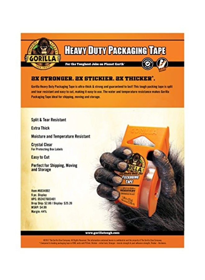 Gorilla Packing Tape With Dispenser Clear/Orange