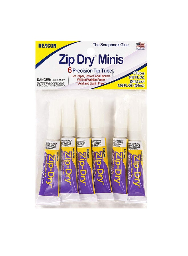 Beacon 6-Piece Zip Dry Mini Glue Tubes