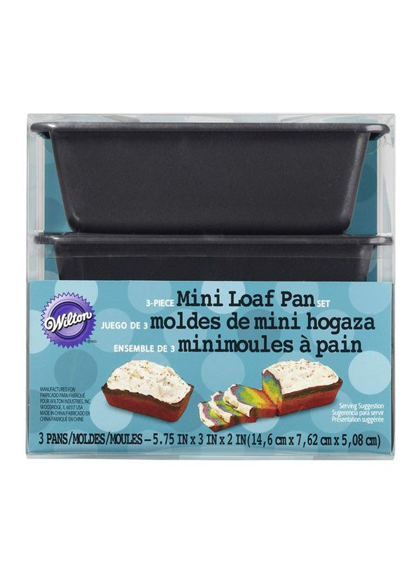Wilton 3-Piece Non Stick Mini Loaf Pan Grey