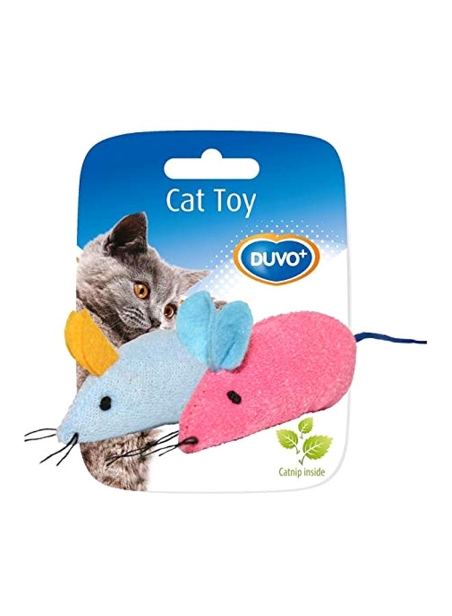 Duvo 2-Piece Mice Toy For Cats Blue/Pink