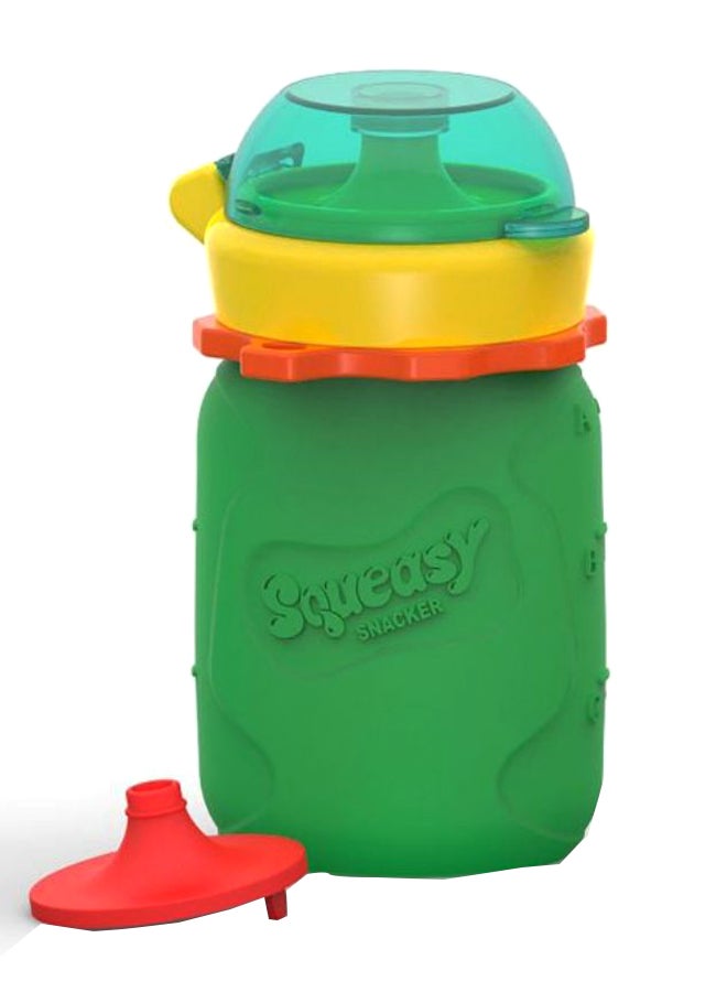 Squeasy Snacker Water Bottle Green