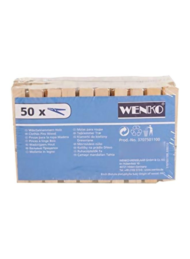 Wenko Pack Of 50 Wooden Clothespins Blue