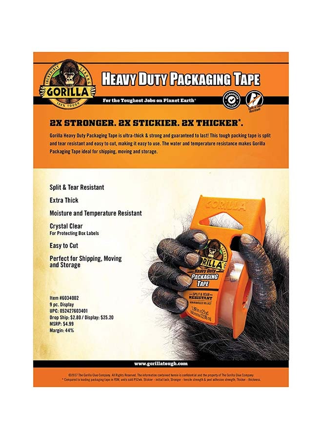 Gorilla Heavy Duty Packing Tape with Dispenser