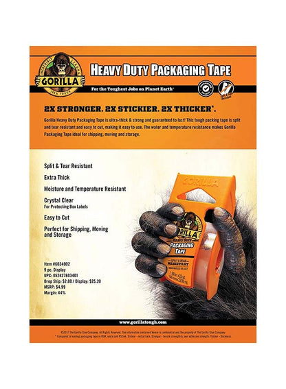 Gorilla Heavy Duty Packing Tape with Dispenser