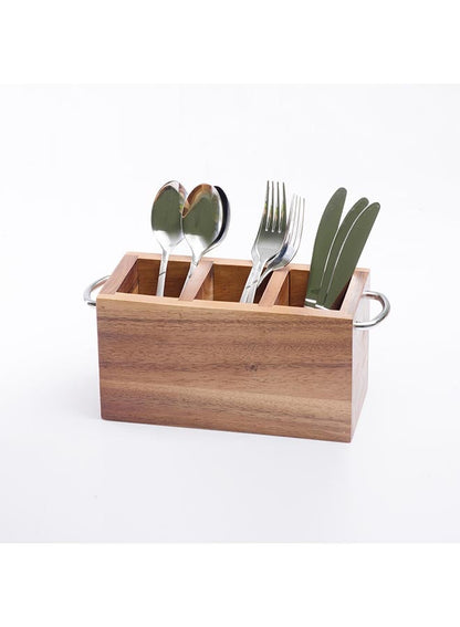 BILLI Wooden Cutlery Holder with Metal Handle