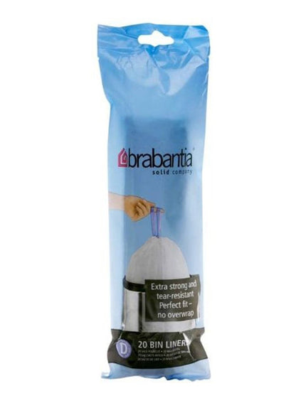 Brabantia 20-Piece Plastic Bin Liner Set White