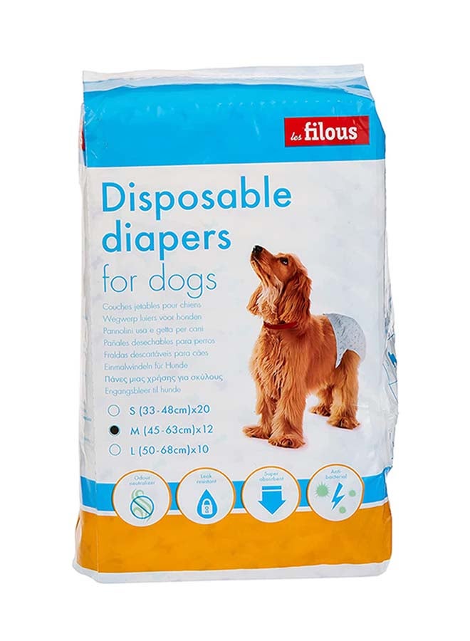 Les Filous Pet Diapers Medium 12 Piece White