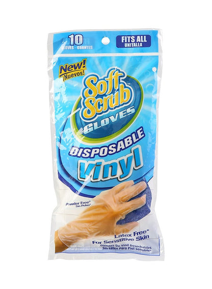 Soft Scrub 10-Piece Vinyl Disposable Gloves Clear