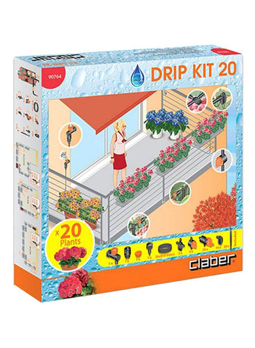 Claber 62-Piece Plant Watering Drip Kit Black/Orange
