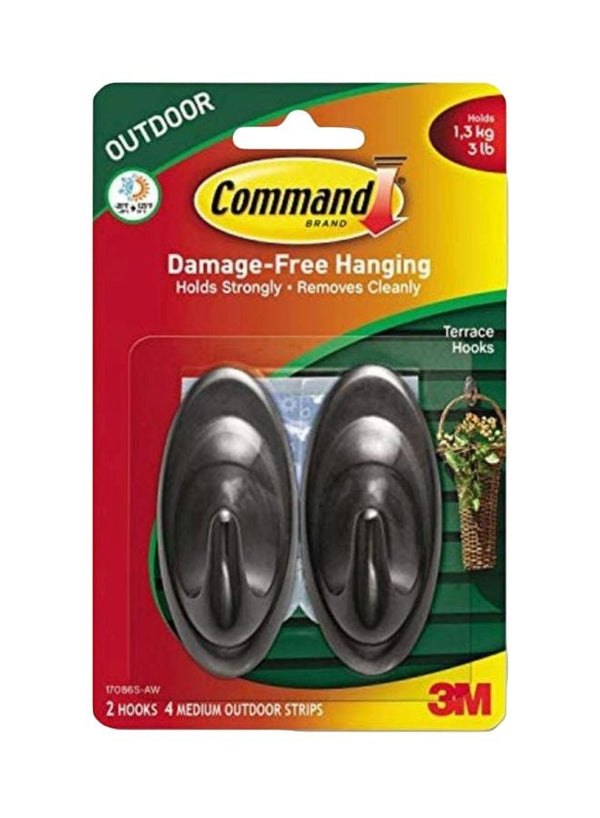 3M 2-Piece Medium Slate Terrace Hooks Set Black