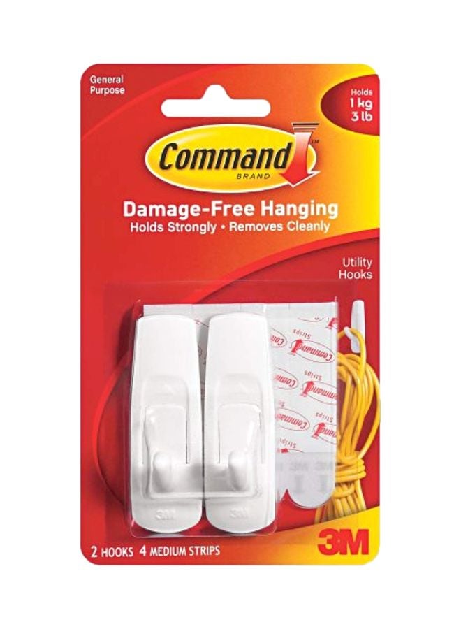 3M 2-Piece Utility Hooks with Adhesive Strips