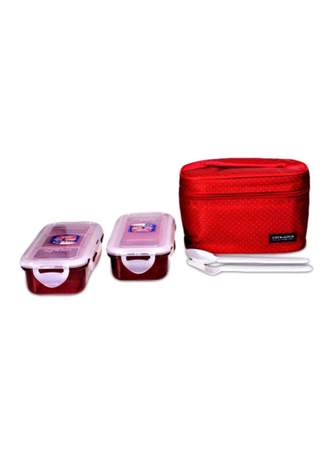 LocknLock 4-Piece Lunch Box Set - Red/Clear/White