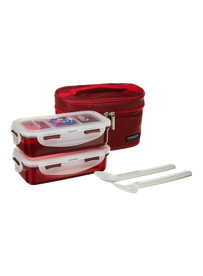 LocknLock 4-Piece Lunch Box Set - Red/Clear/White