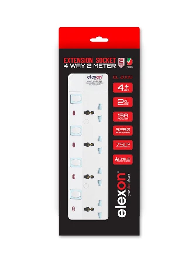 Elexon 4-Way Power Extension Socket White