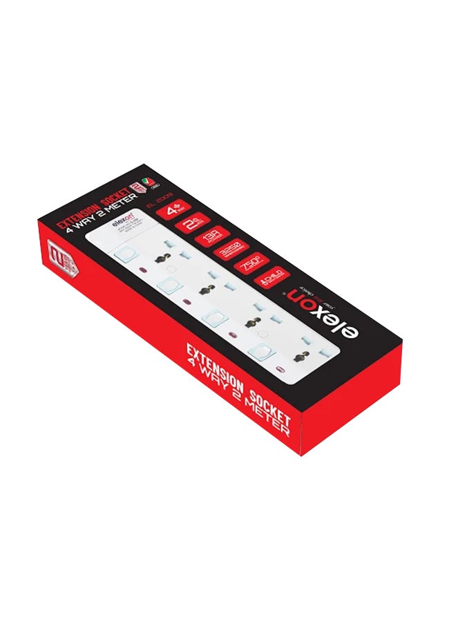 Elexon 4-Way Power Extension Socket White