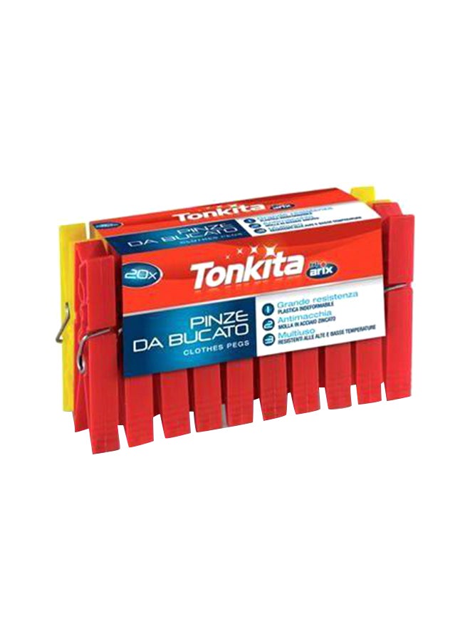 Arix 20-Piece Tonkita Clothes Pegs Set Red