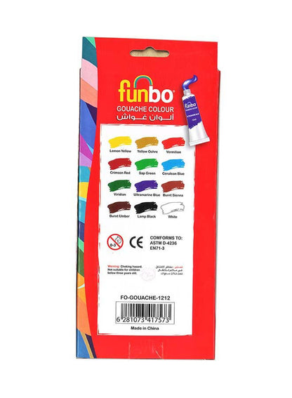 Funbo 12-Piece Acrylic Colour Set - Premium Art Supplies
