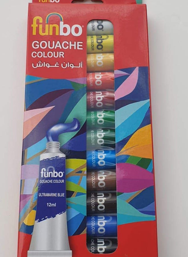 Funbo 12-Piece Acrylic Colour Set - Premium Art Supplies