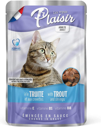 Plaisir Cats Chunks In Gravy Trout And Shrimps 100g