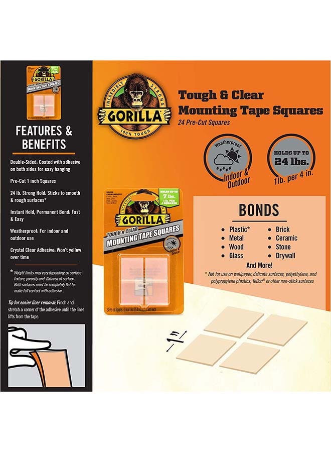 Gorilla Tough & Clear Double Sided Tape Squares