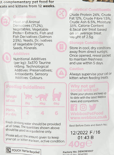 Webbox Yum-E-Yums Salmon Cat Treats Multicolour 40grams