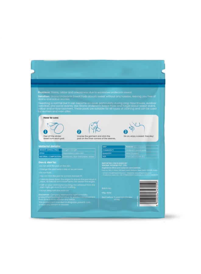 Sirona Underarm Sweat Pads - Pack of 24
