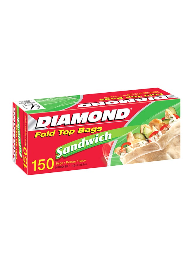 Diamond Fold Top Sandwich Bags Clear