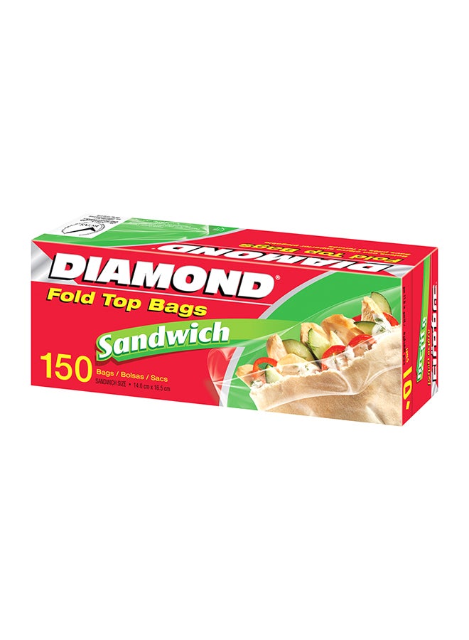 Diamond Fold Top Sandwich Bags Clear