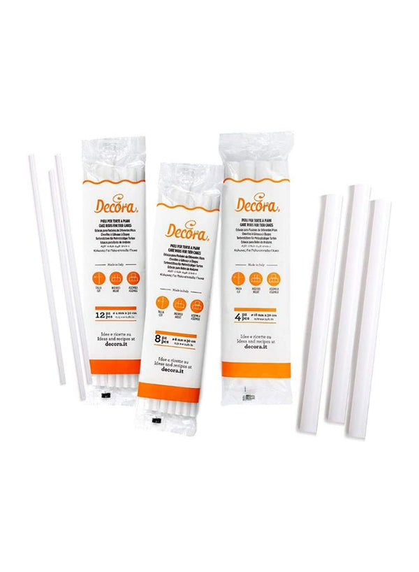 Decora Pack of 12 Plastic Dowel Rods White