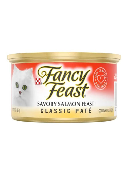Purina Fancy Feast Classic Pate Savory Salmon Gourmet Wet Cat Food Brown 85grams