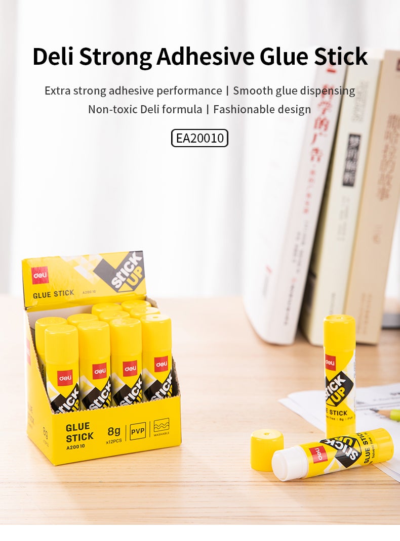 Deli 2-Piece Stick Up Glue Set Yellow