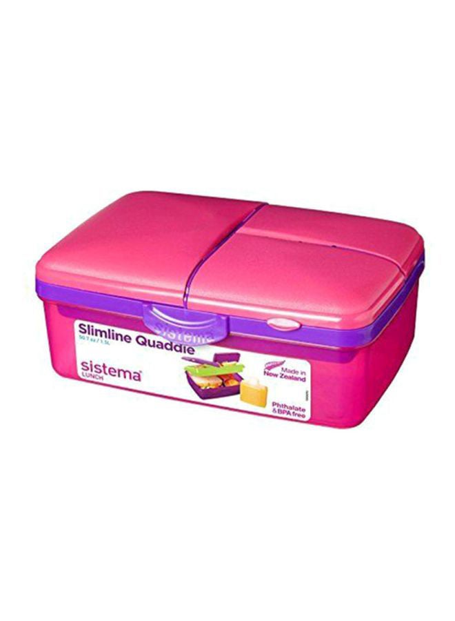 Sistema Slimline Quaddie Lunch Box Pink