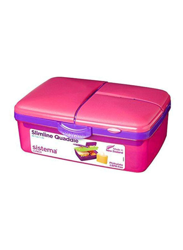 Sistema Slimline Quaddie Lunch Box Pink