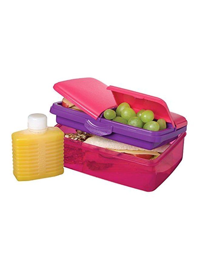 Sistema Slimline Quaddie Lunch Box Pink