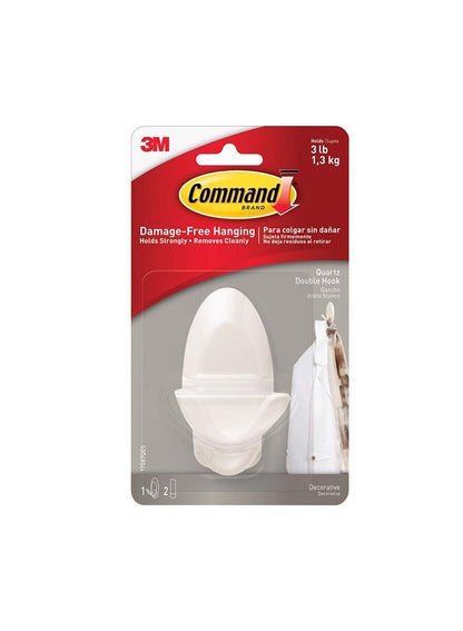 3M Command Medium Quartz Double Hook - White