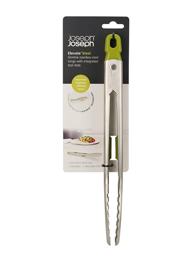 Joseph Joseph Elevate Slimline Tongs Silver/Green