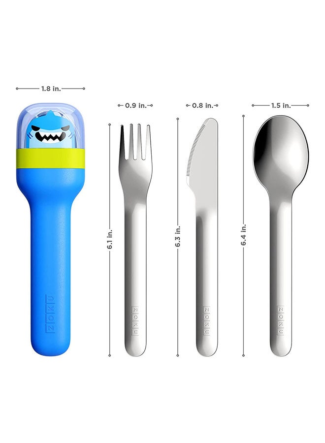 ZOKU 4-Piece Shark Pocket Utensil Set Blue