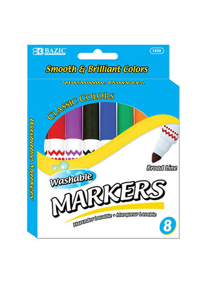 Bazic 8 Color Broad Line Jumbo Washable Markers Multicolour