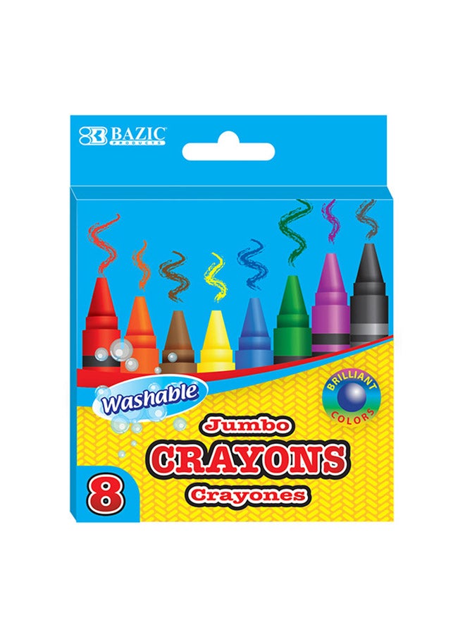 Bazic 8 Color Jumbo Crayons - Premium Quality