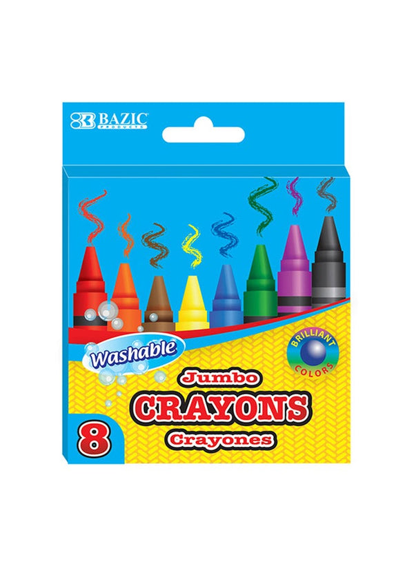 Bazic 8 Color Jumbo Crayons - Premium Quality