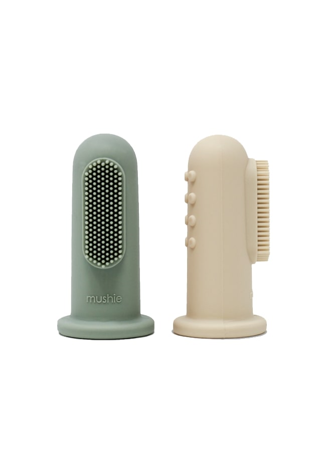 Mushie Silicone Finger Toothbrush - Cambridge Blue