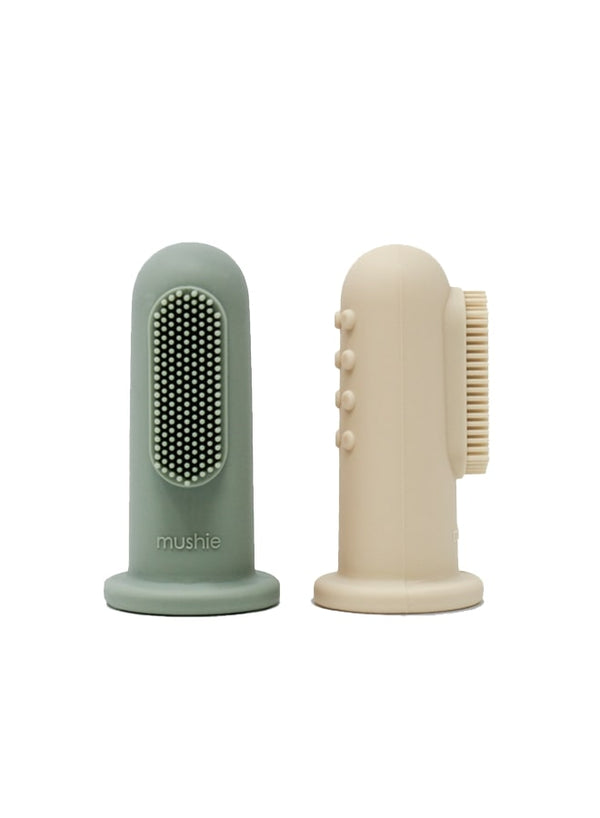 Mushie Silicone Finger Toothbrush - Cambridge Blue